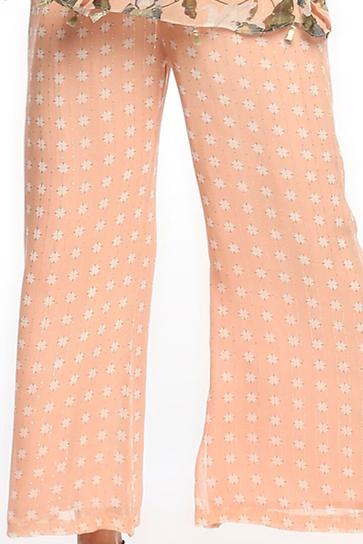 Peach Printed Pant Set by Soup by Sougat Paul at Pernia's Pop Up Shop