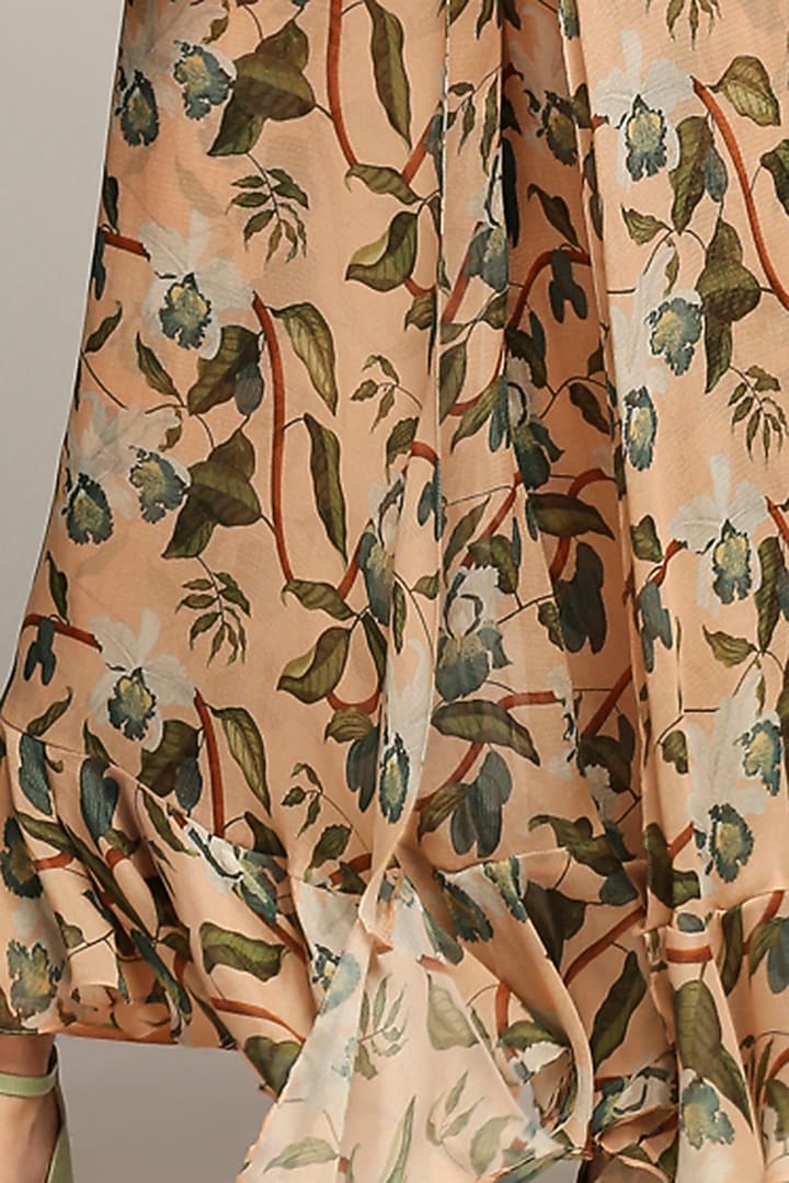 Peach Printed Jacket Set by Soup by Sougat Paul at Pernia's Pop Up Shop
