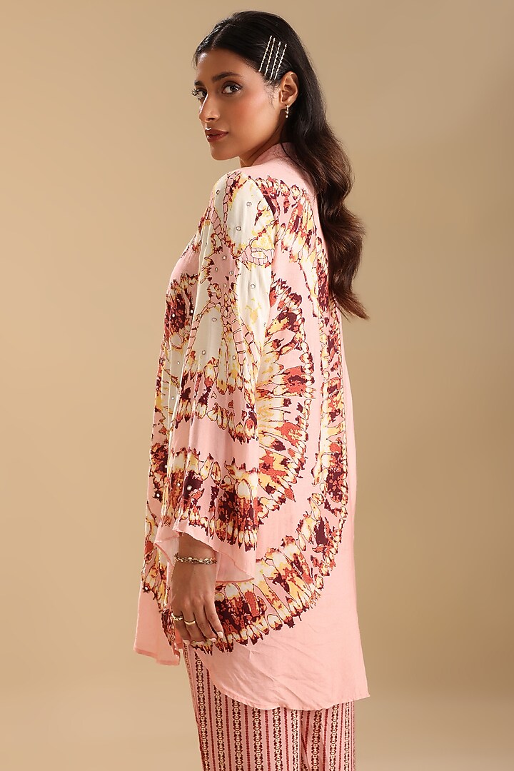 Pink Cotton Silk Applique Embroidered Co-Ord Set by Soup by Sougat Paul at Pernia's Pop Up Shop