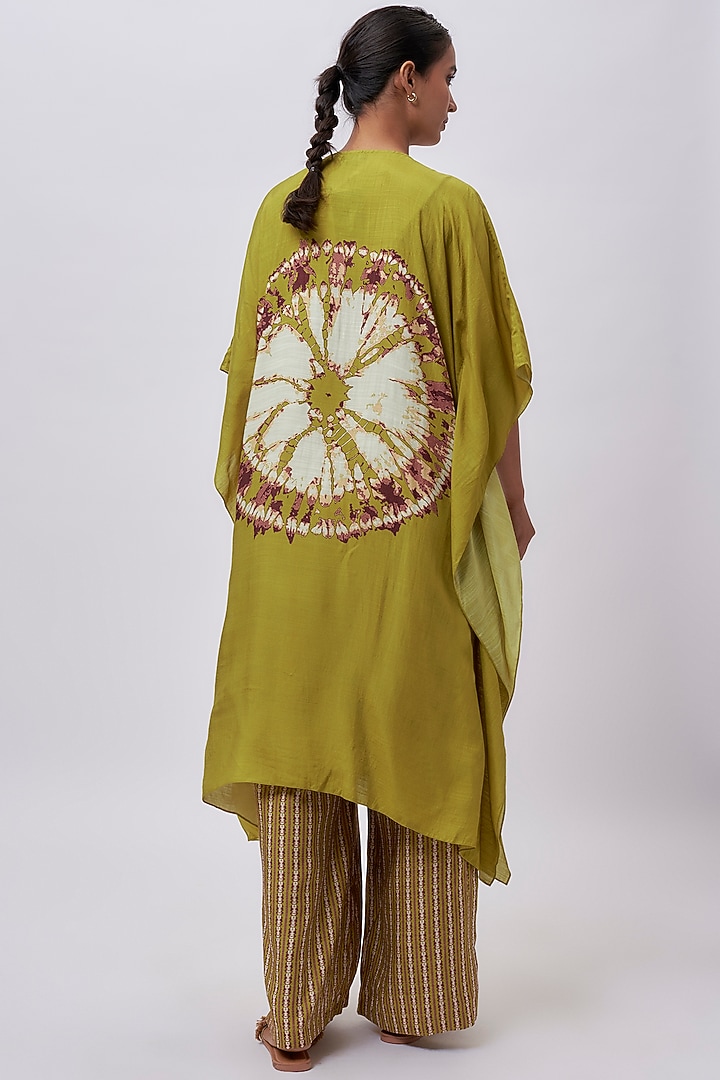 Green Cotton Digital Printed Jumpsuit With Cape by Soup by Sougat Paul at Pernia's Pop Up Shop