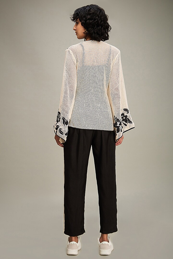 Black Cotton Applique Embroidered Co-Ord Set by Soup by Sougat Paul at Pernia's Pop Up Shop