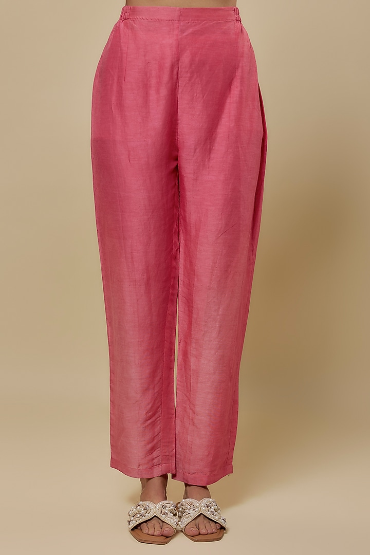 Pink Chanderi Pant Set by Soup by Sougat Paul at Pernia's Pop Up Shop