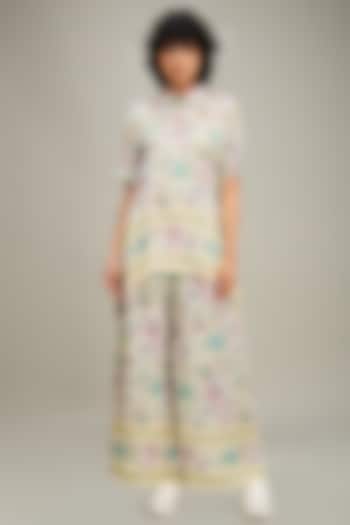Multi-Colored Satin Printed Co-Ord Set by Soup by Sougat Paul at Pernia's Pop Up Shop