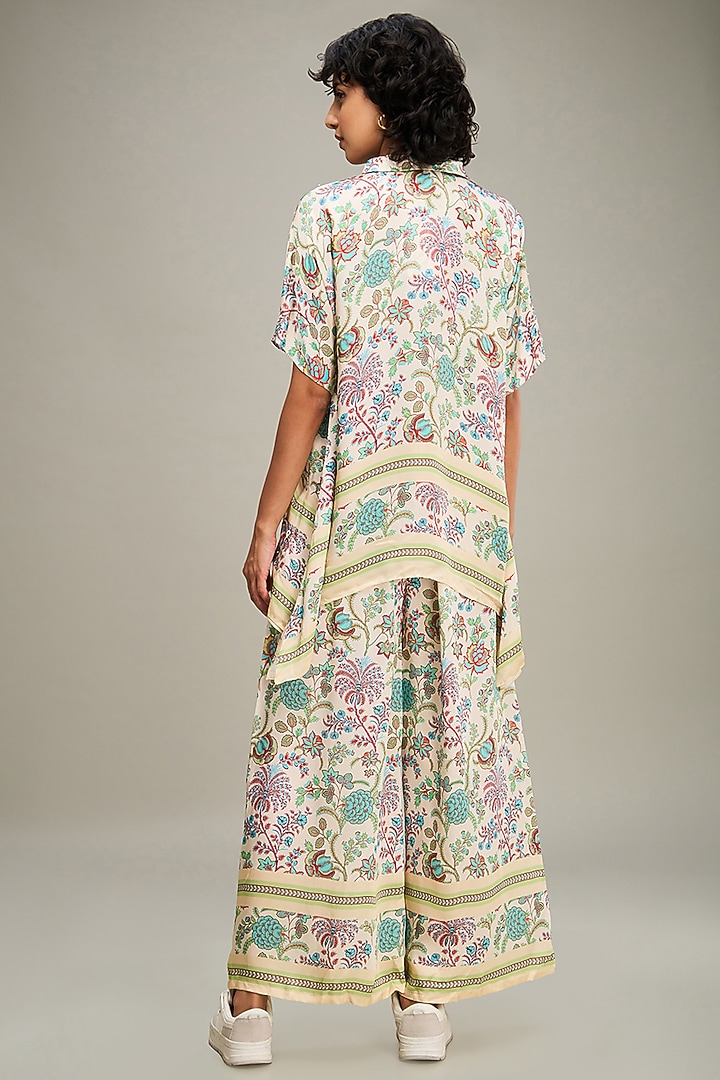 Multi-Colored Satin Printed Co-Ord Set by Soup by Sougat Paul at Pernia's Pop Up Shop