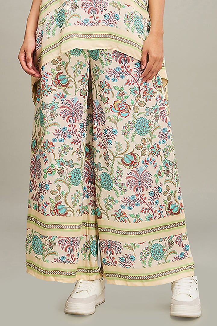 Multi-Colored Satin Printed Co-Ord Set by Soup by Sougat Paul at Pernia's Pop Up Shop
