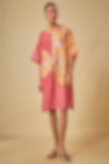 Pink Linen Embellished Boxy Summer Dress by Soup by Sougat Paul at Pernia's Pop Up Shop