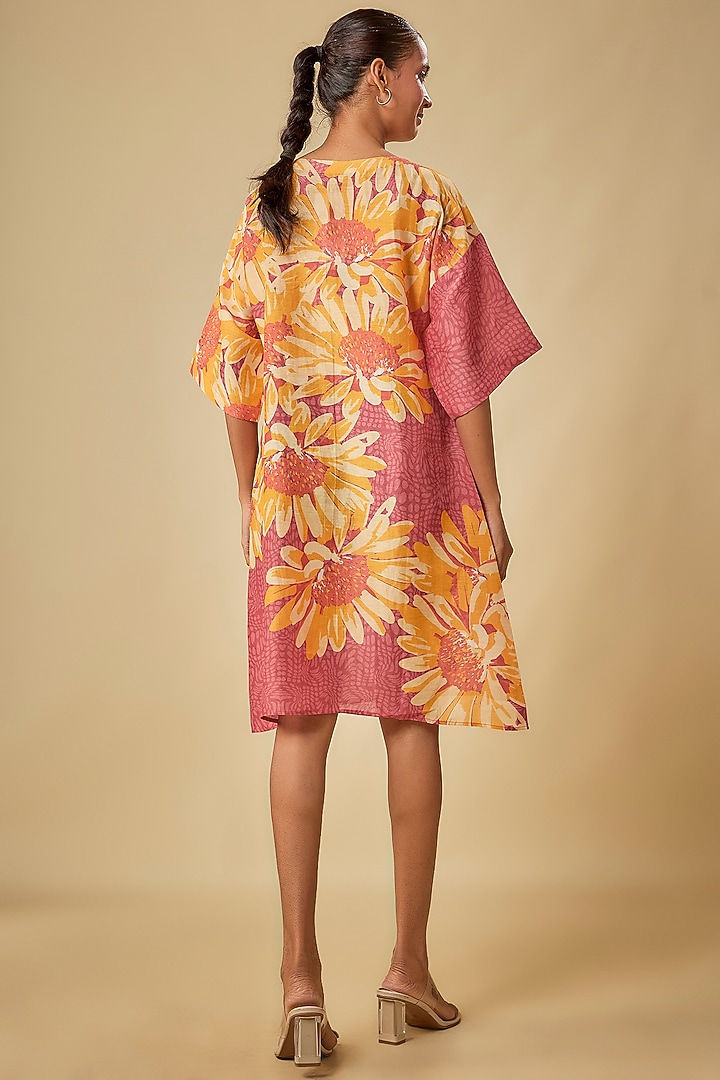 Pink Linen Embellished Boxy Summer Dress by Soup by Sougat Paul at Pernia's Pop Up Shop