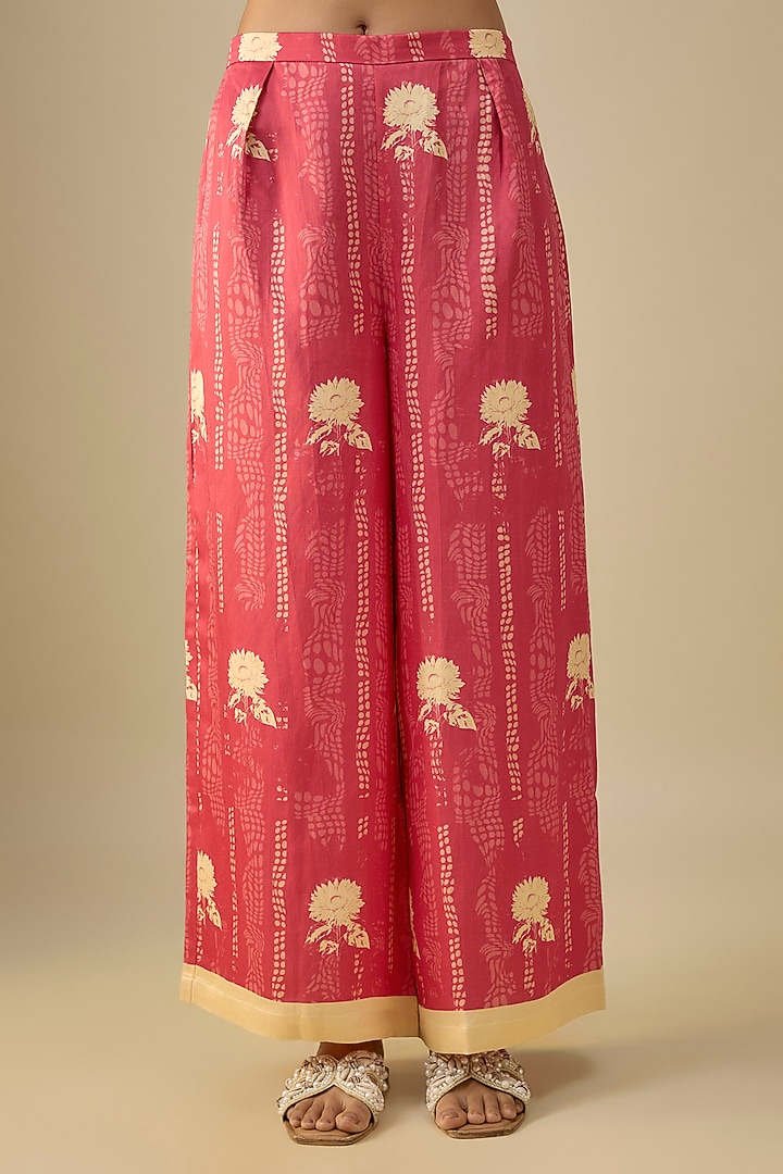 Pink Satin Floral Printed Co-Ord Set by Soup by Sougat Paul at Pernia's Pop Up Shop