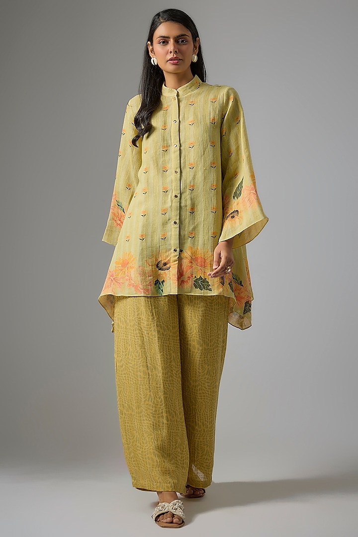 Green Cotton Embellished & Digital Printed Co-Ord Set by Soup by Sougat Paul at Pernia's Pop Up Shop