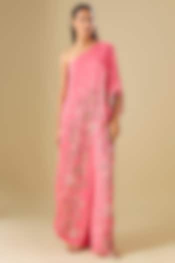 Pink Sequin Hand Embroidered One-Shoulder Jumpsuit by Soup by Sougat Paul at Pernia's Pop Up Shop