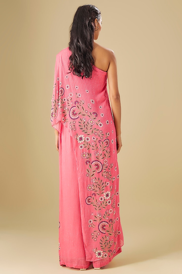 Pink Sequin Hand Embroidered One-Shoulder Jumpsuit by Soup by Sougat Paul at Pernia's Pop Up Shop