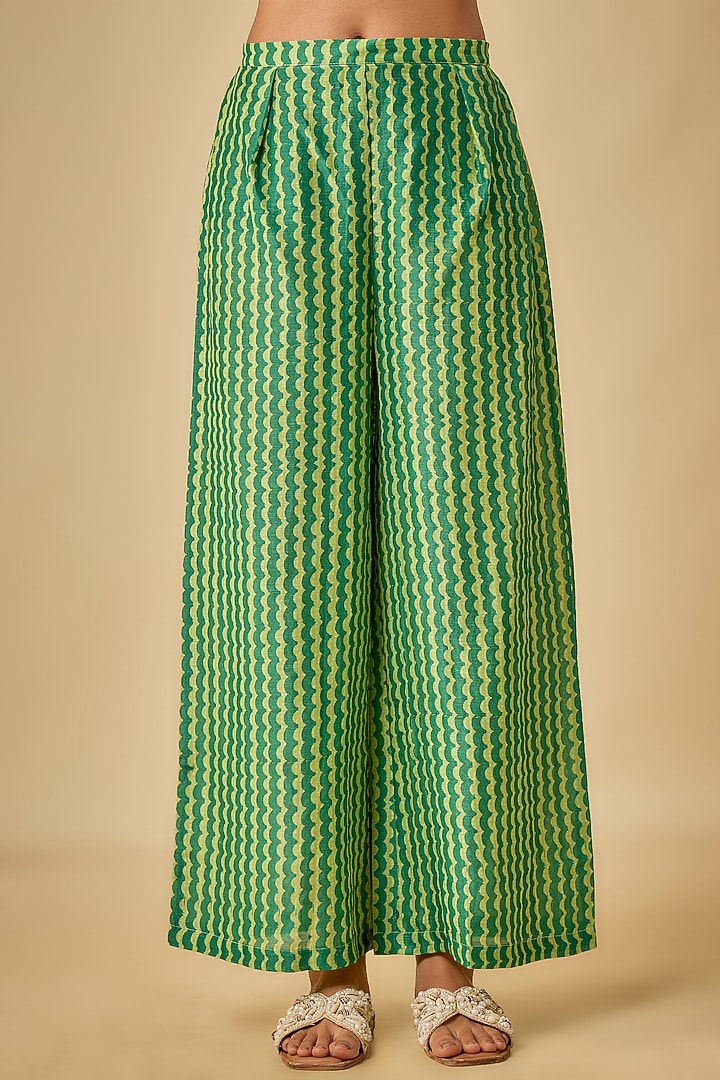 Green Linen Embellished Kurta Set by Soup by Sougat Paul at Pernia's Pop Up Shop