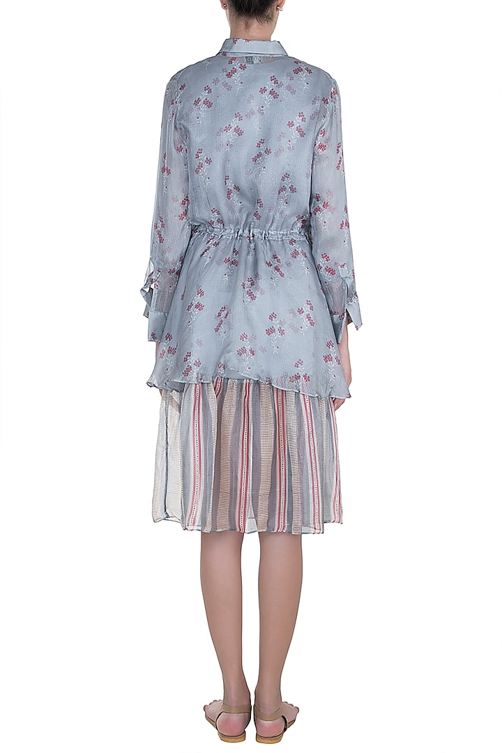 Sky Blue Printed Summer Dress With Jacket by Label SO US at Pernia's Pop Up Shop