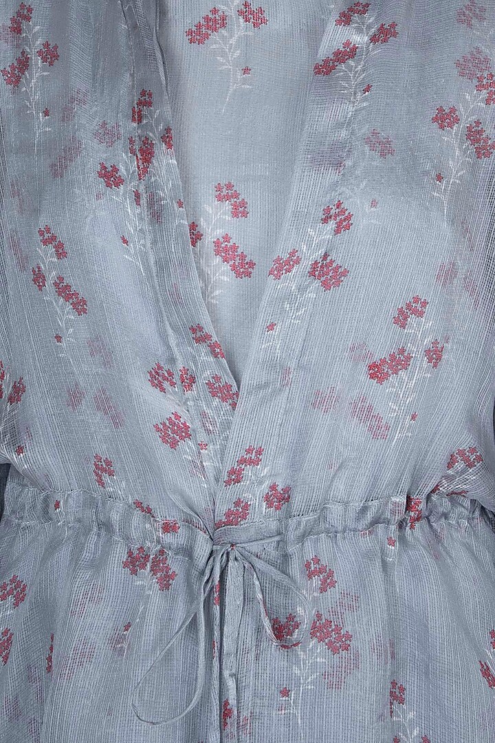 Sky Blue Printed Summer Dress With Jacket by Label SO US at Pernia's Pop Up Shop