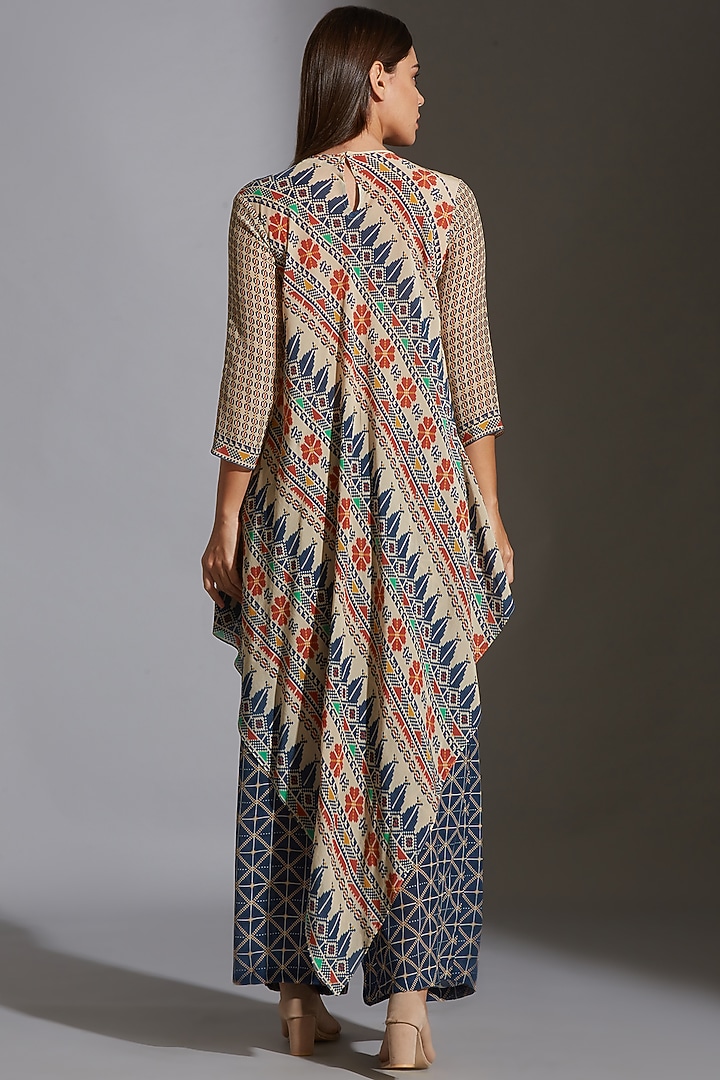 Multi Colored Printed Asymmetrical Pant Set by Soup by Sougat Paul at Pernia's Pop Up Shop