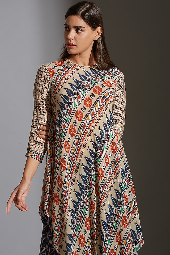 Multi Colored Printed Asymmetrical Pant Set by Soup by Sougat Paul at Pernia's Pop Up Shop