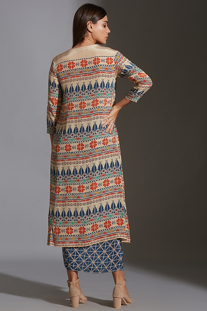 Multi Colored Printed Dhoti Skirt Set by Soup by Sougat Paul at Pernia's Pop Up Shop