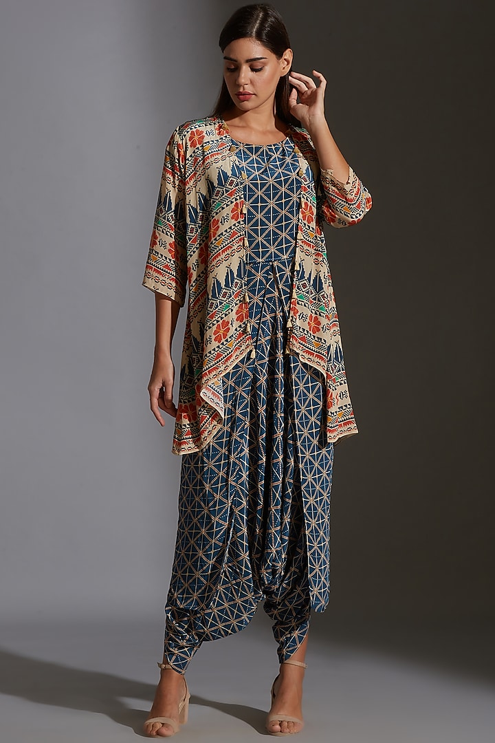 Multi Colored Printed Dhoti Jumpsuit by Soup by Sougat Paul