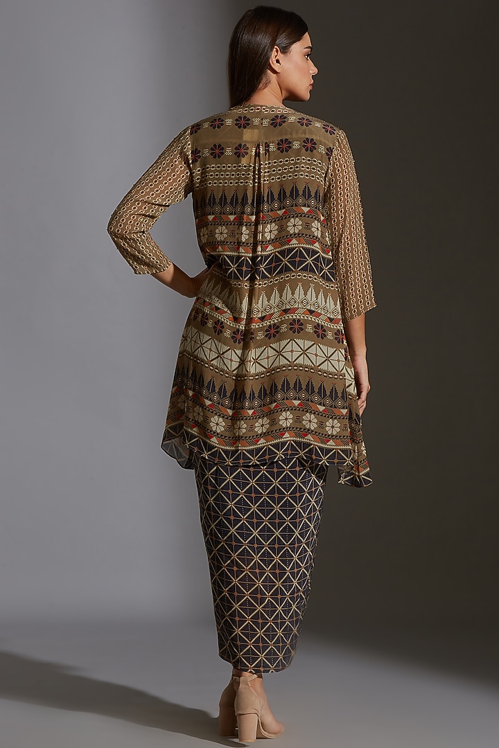 Persian Blue Printed & Embroidered Dhoti Vacation Dress by Soup by Sougat Paul at Pernia's Pop Up Shop