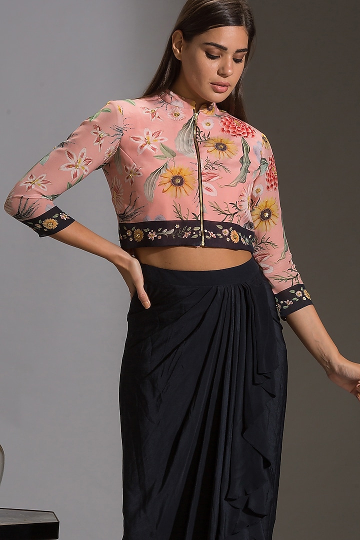 Green & Blush Pink Skirt Set by Soup by Sougat Paul at Pernia's Pop Up Shop