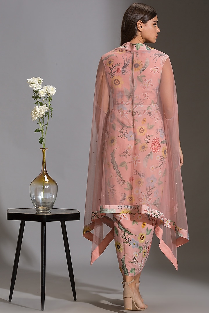 Blush Pink Vacation Dress With Cape by Soup by Sougat Paul at Pernia's Pop Up Shop