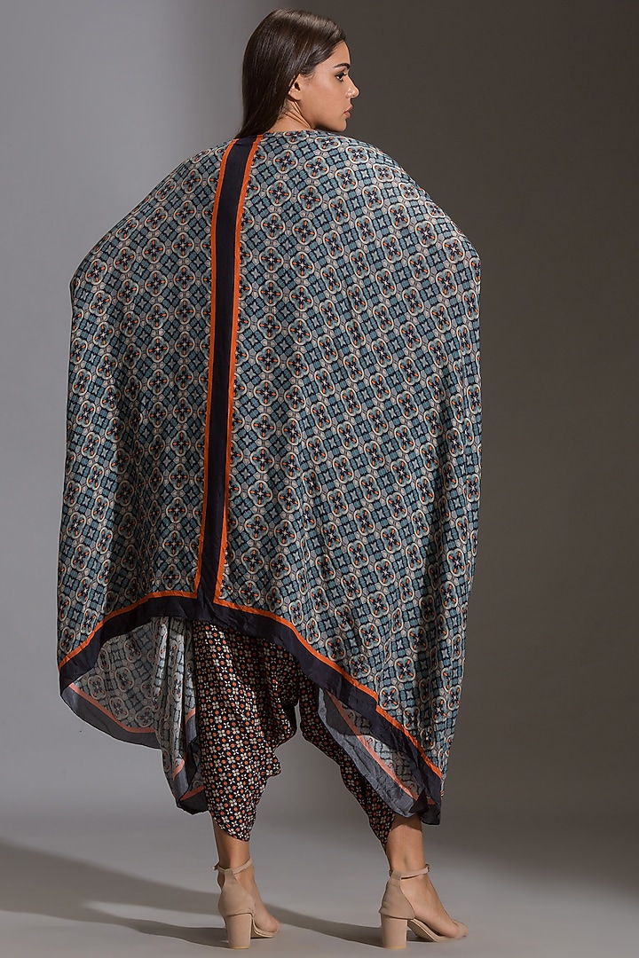 Blue Printed Dhoti Pant Set by Soup by Sougat Paul at Pernia's Pop Up Shop