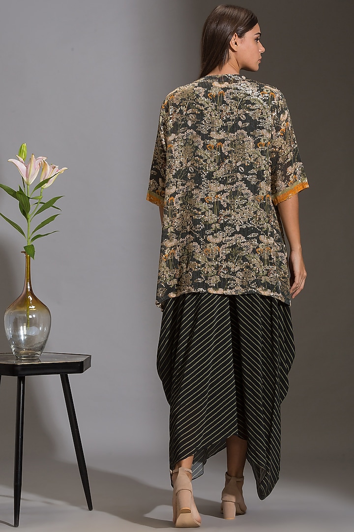 Green & Black Printed Dhoti Jumpsuit by Soup by Sougat Paul at Pernia's Pop Up Shop