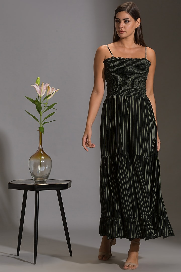 Green & Black Printed Jumpsuit With Cape by Soup by Sougat Paul at Pernia's Pop Up Shop