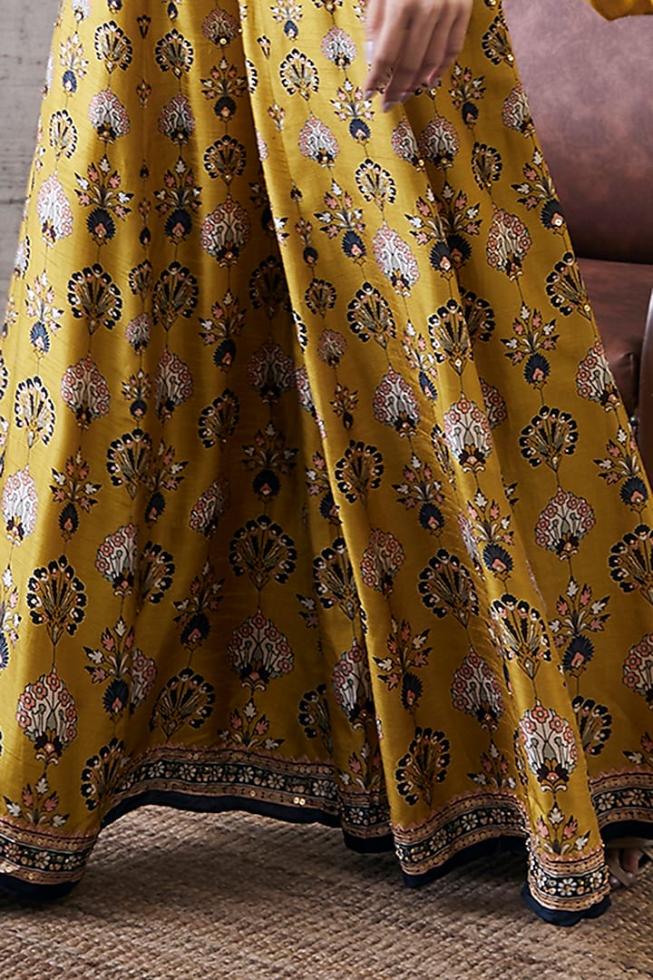 Yellow Malaysian Silk Embroidered Jacket Set by Soup by Sougat Paul at Pernia's Pop Up Shop