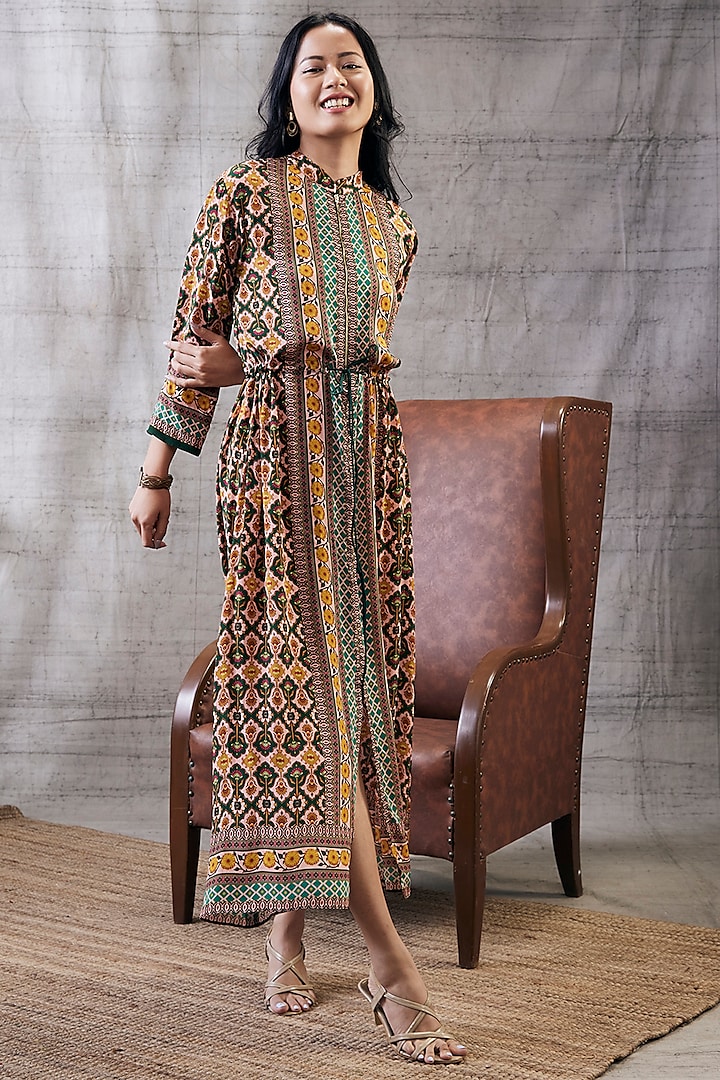 Multi-Colored Crepe Printed Dress by Soup by Sougat Paul