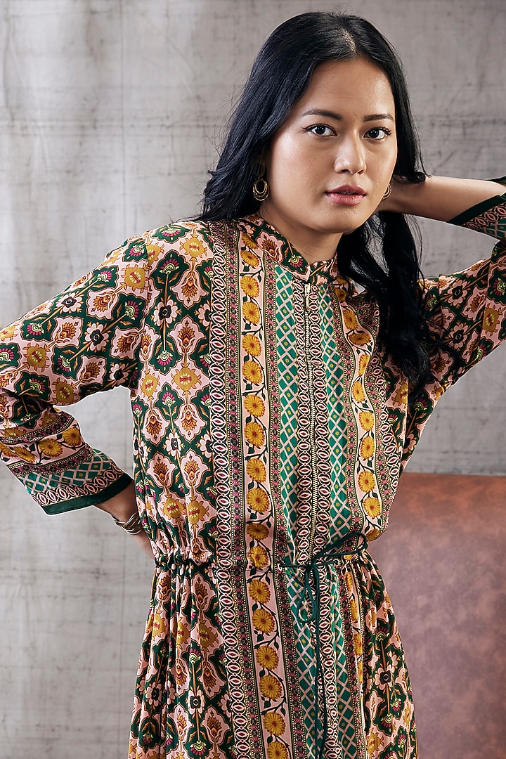 Multi-Colored Crepe Printed Summer Dress by Soup by Sougat Paul at Pernia's Pop Up Shop