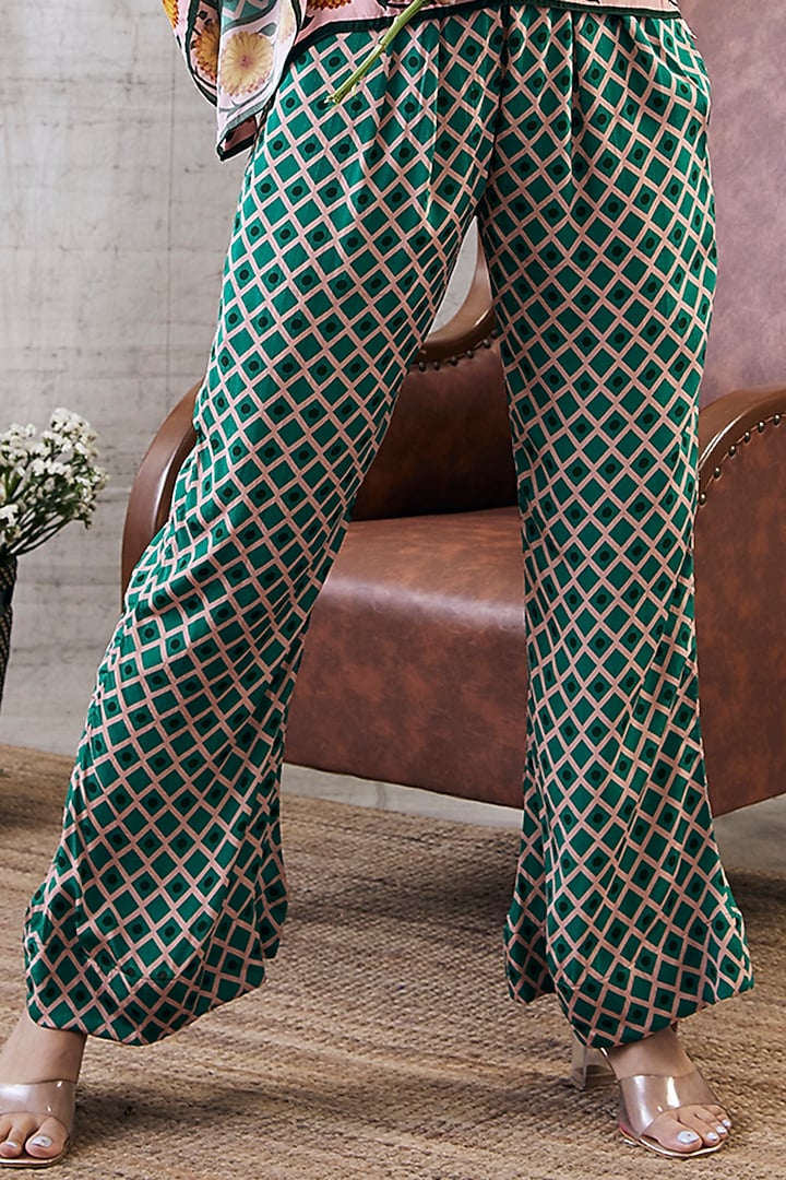 Green Crepe Printed Co-Ord Set by Soup by Sougat Paul at Pernia's Pop Up Shop