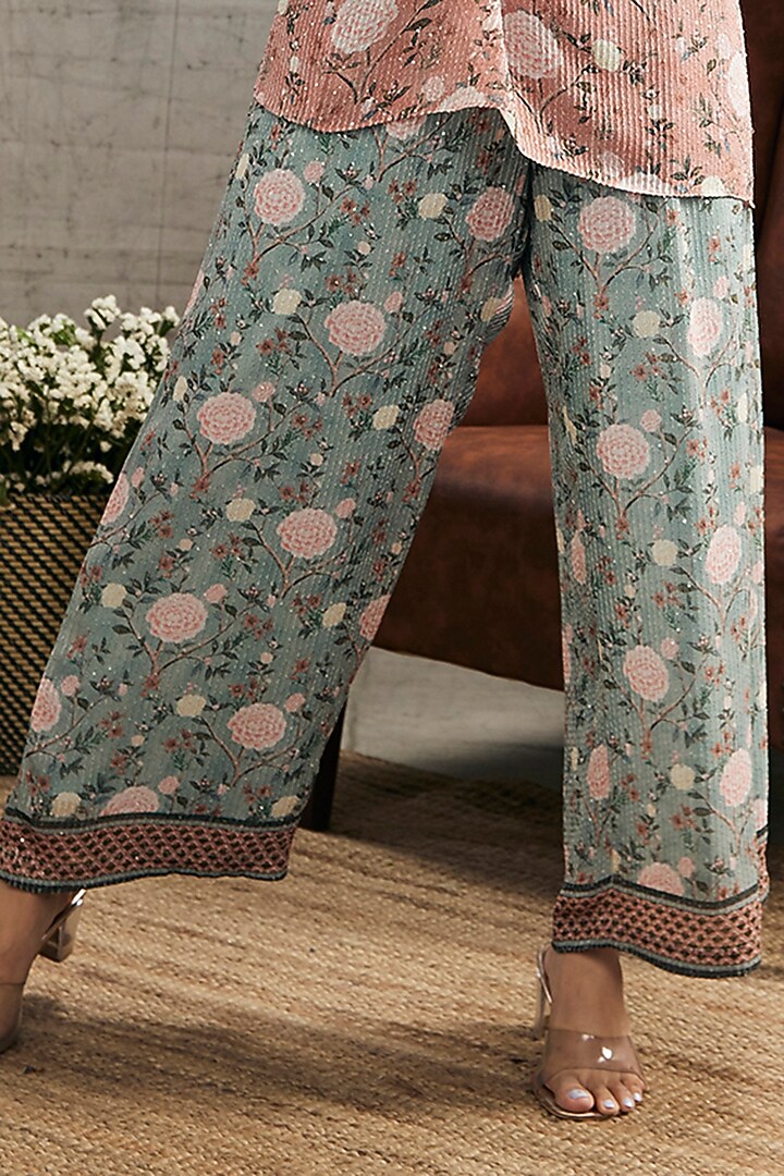 Peach Sequins Printed Co-Ord Set by Soup by Sougat Paul at Pernia's Pop Up Shop