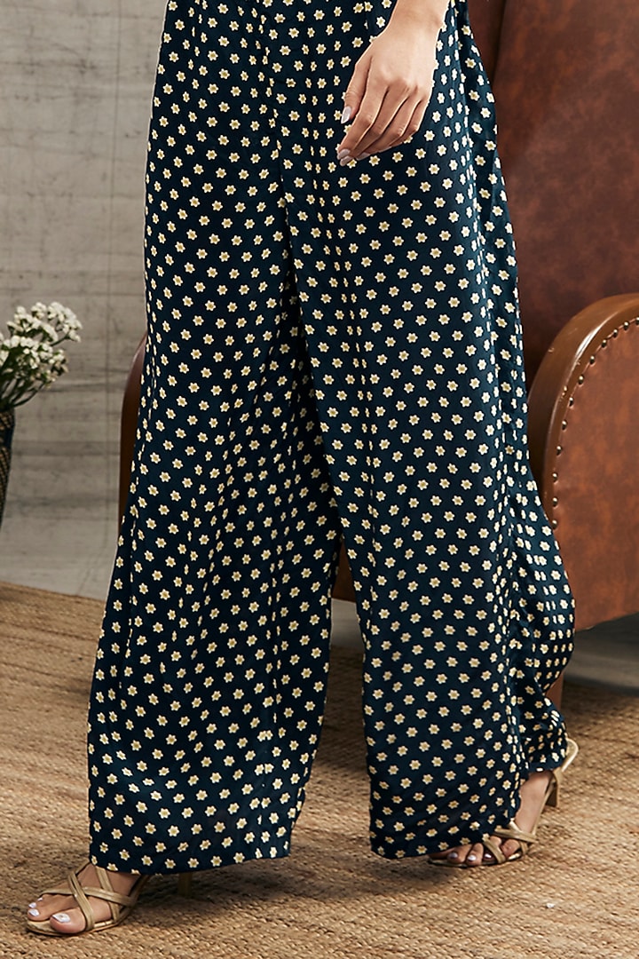 Teal Blue Crepe Embroidered Co-Ord Set by Soup by Sougat Paul at Pernia's Pop Up Shop