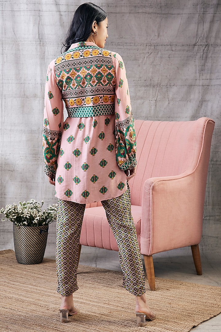 Multi-Colored Malaysian Silk Printed Jacket Set by Soup by Sougat Paul at Pernia's Pop Up Shop