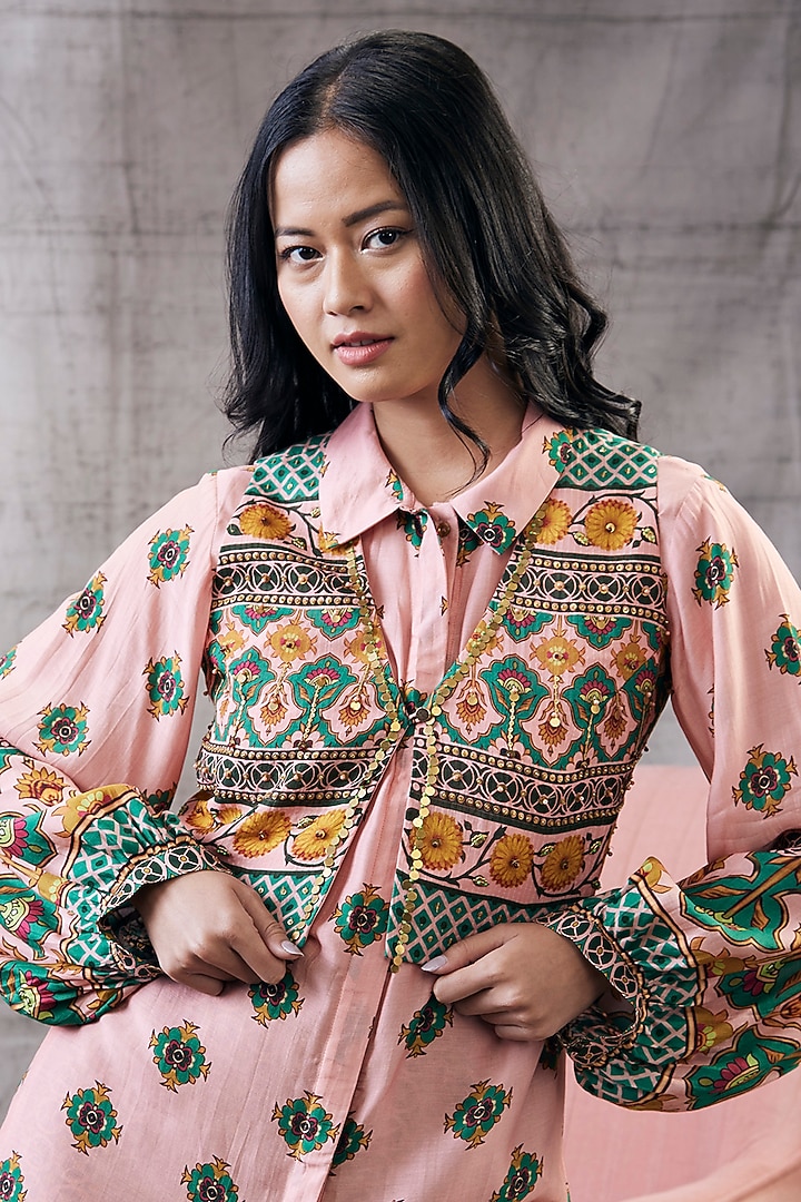 Multi-Colored Malaysian Silk Printed Jacket Set by Soup by Sougat Paul at Pernia's Pop Up Shop