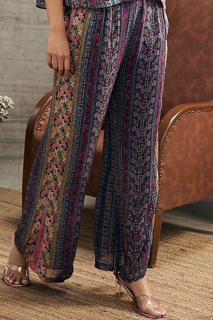 Blue Sequins Printed Co-Ord Set by Soup by Sougat Paul at Pernia's Pop Up Shop