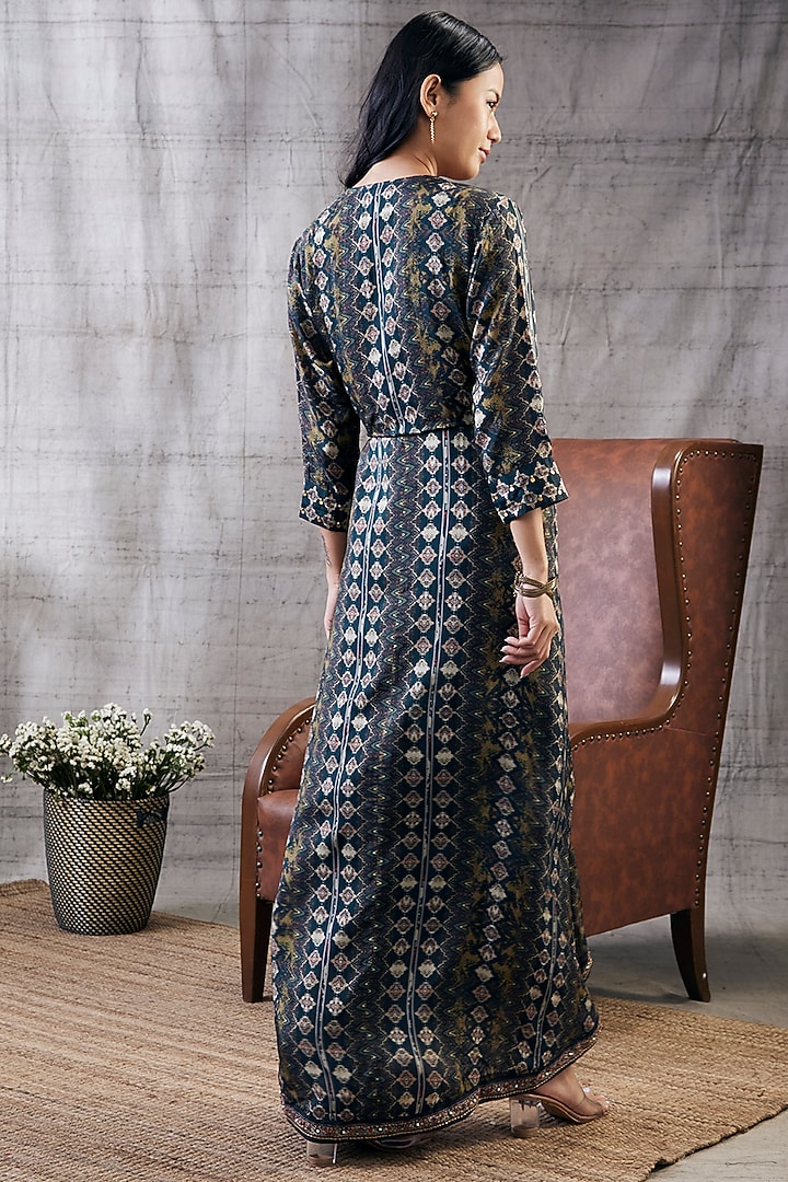 Black Cotton Silk Embroidered Draped Summer Dress by Soup by Sougat Paul at Pernia's Pop Up Shop
