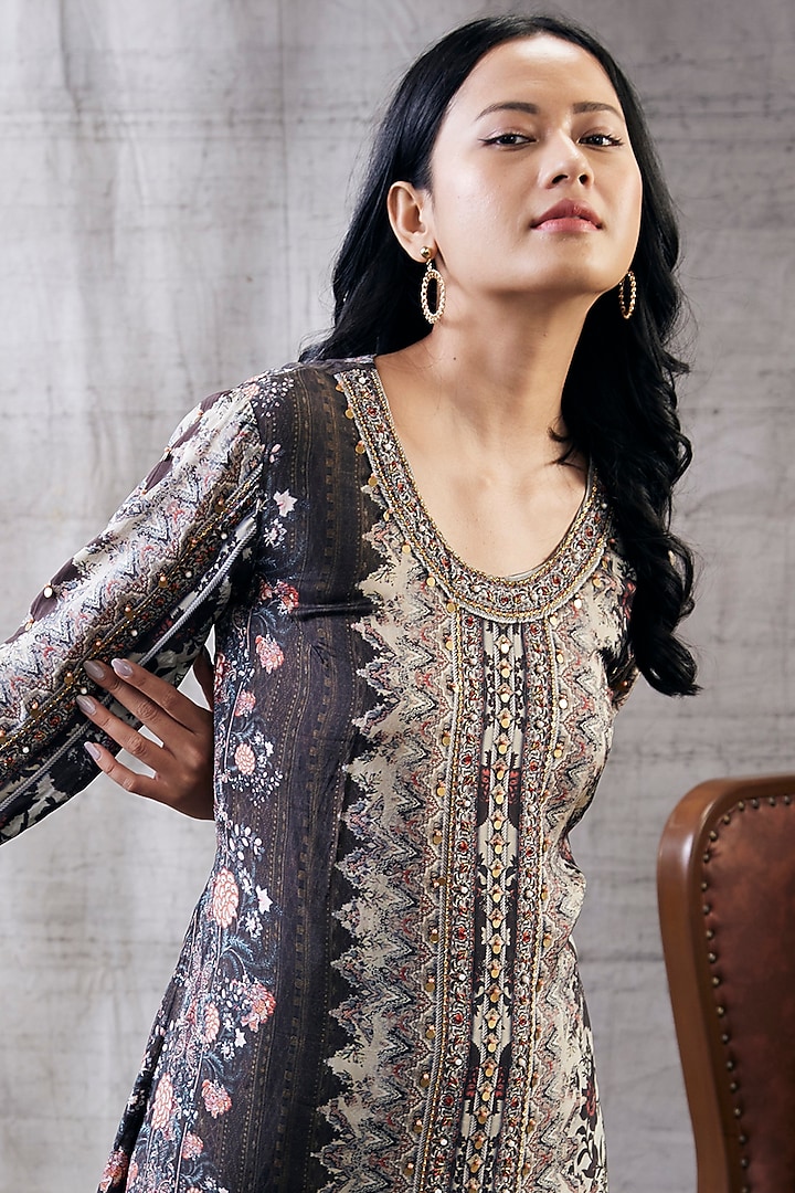 Brown Cotton Silk Embroidered Kurta Set by Soup by Sougat Paul at Pernia's Pop Up Shop