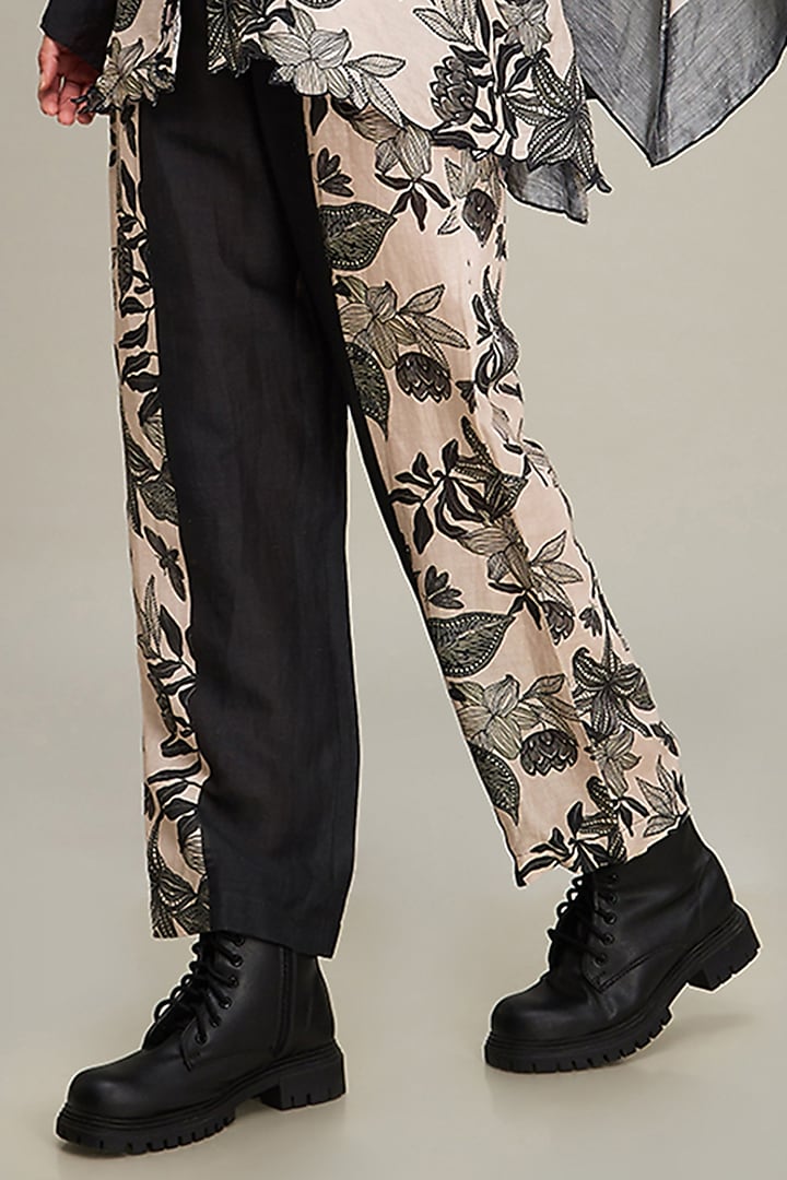 White & Black Linen Printed Co-Ord Set by Soup by Sougat Paul at Pernia's Pop Up Shop