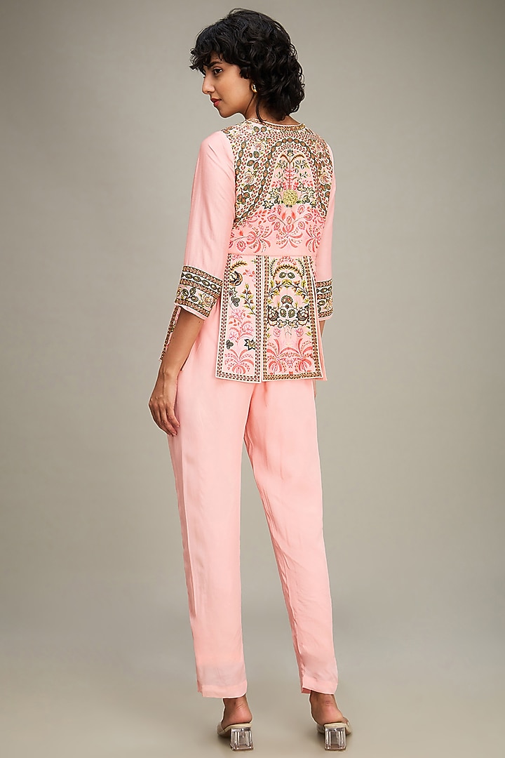 Pink Crepe Embroidered Co-Ord Set by Soup by Sougat Paul at Pernia's Pop Up Shop