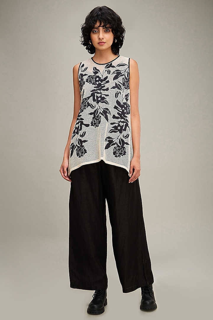 Black Chanderi Applique Embroidered Co-Ord Set by Soup by Sougat Paul at Pernia's Pop Up Shop