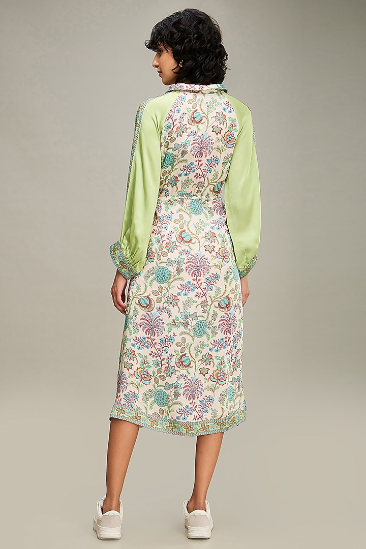 Multi-Colored Satin Embellished A-Line Flared Summer Dress by Soup by Sougat Paul at Pernia's Pop Up Shop