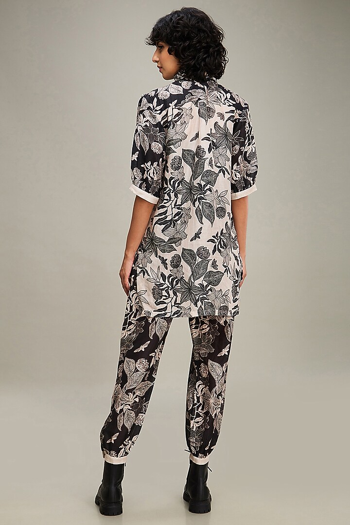 Black Linen Printed Co-Ord Set by Soup by Sougat Paul at Pernia's Pop Up Shop