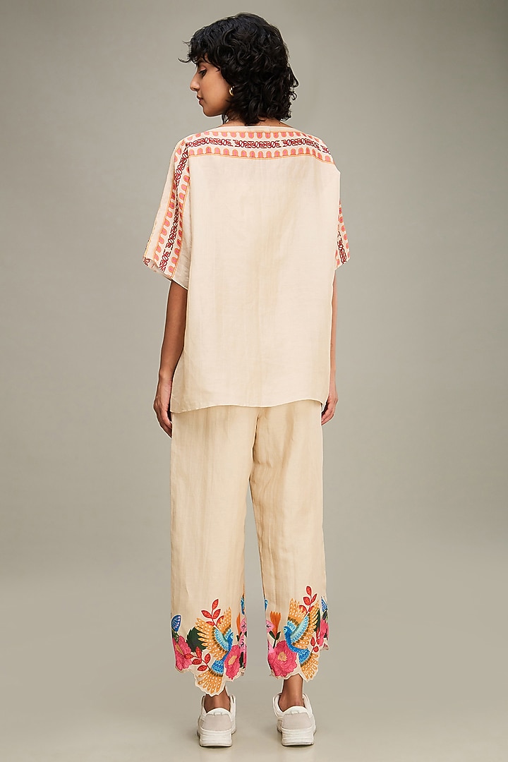 Beige Linen Cutwork Co-Ord Set by Soup by Sougat Paul at Pernia's Pop Up Shop