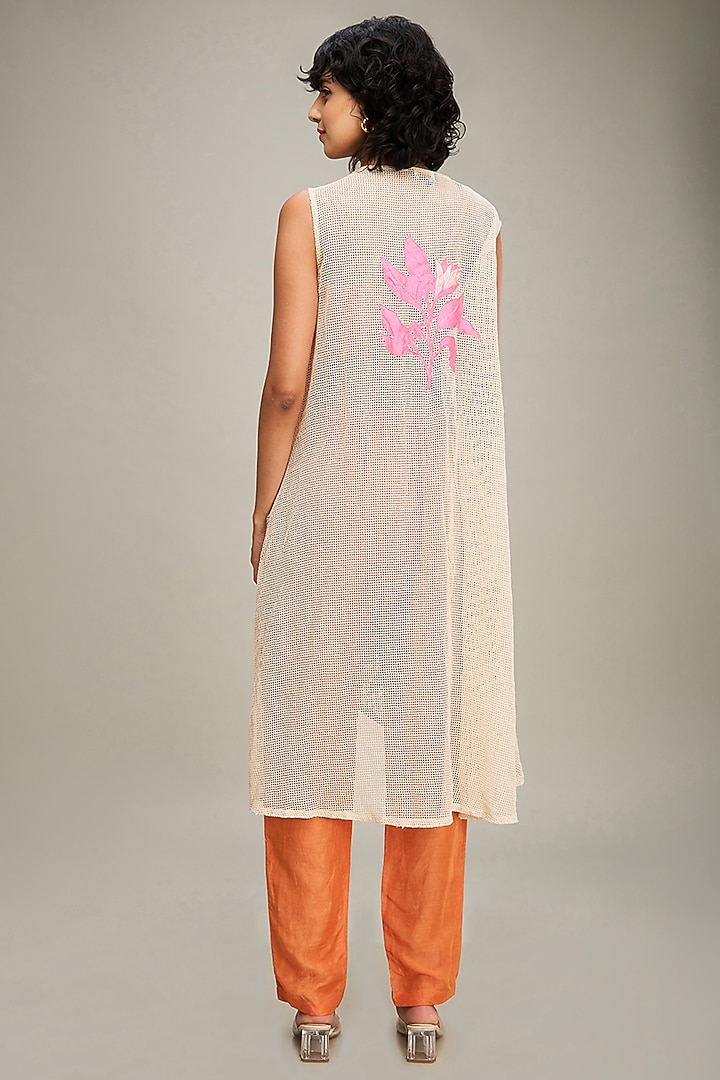 Off-White Handloom Cotton Applique Cape Set by Soup by Sougat Paul at Pernia's Pop Up Shop