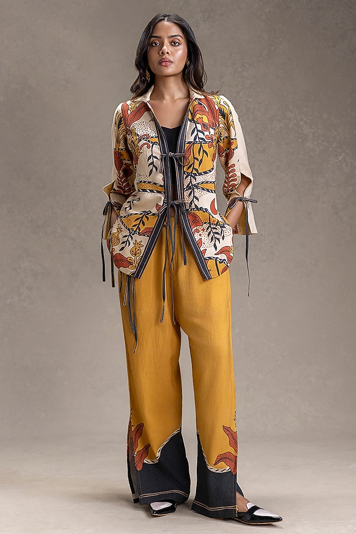 Beige Cotton Printed Co-Ord Set by Soup by Sougat Paul at Pernia's Pop Up Shop