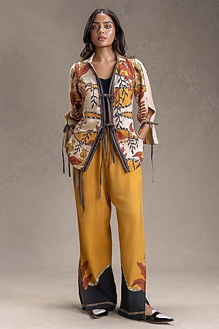 Beige Cotton Printed Co-Ord Set by Soup by Sougat Paul