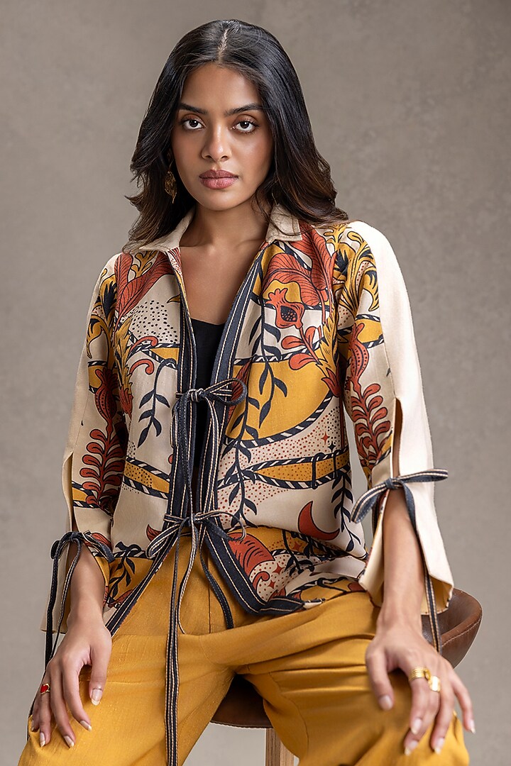Beige Cotton Printed Co-Ord Set by Soup by Sougat Paul at Pernia's Pop Up Shop