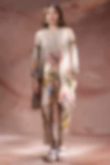 Beige Chanderi Printed Co-Ord Set by Soup by Sougat Paul at Pernia's Pop Up Shop